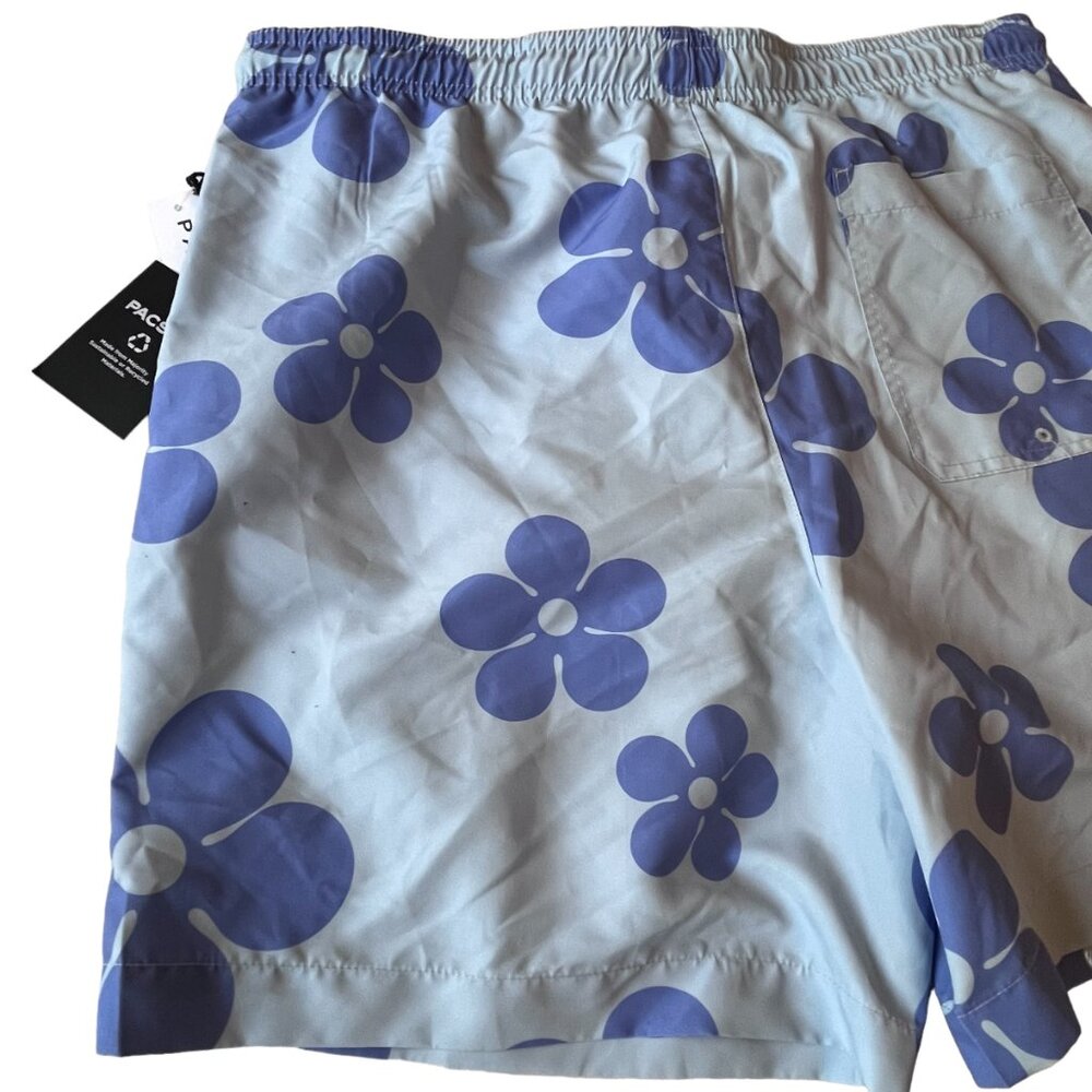 PACSUN swim trunks blue daisy print shorts Large - Picture 13 of 15